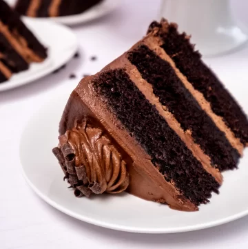 triple chocolate cake slice