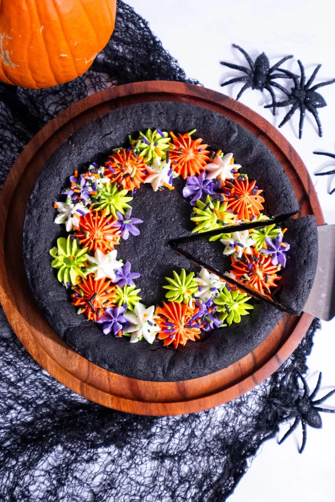 black cocoa halloween cookie cake