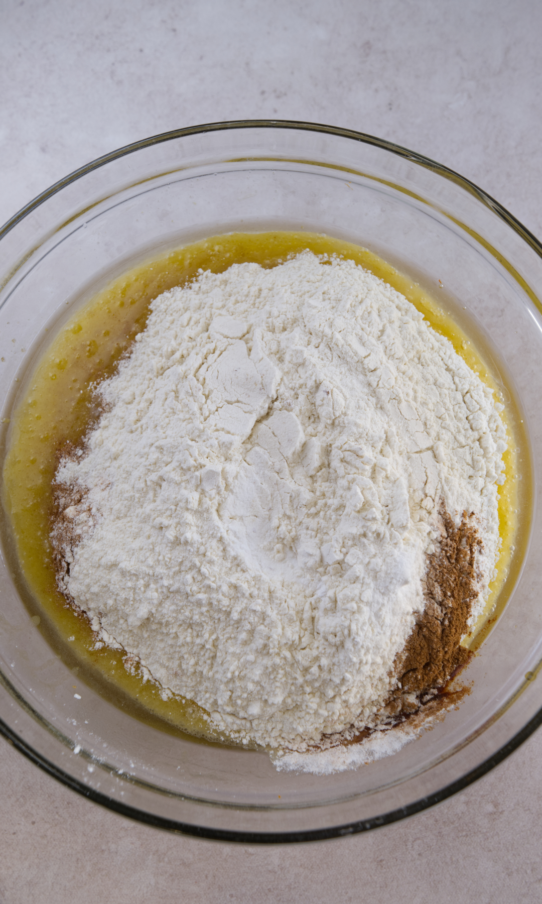 carrot cake mixing wet with dry 