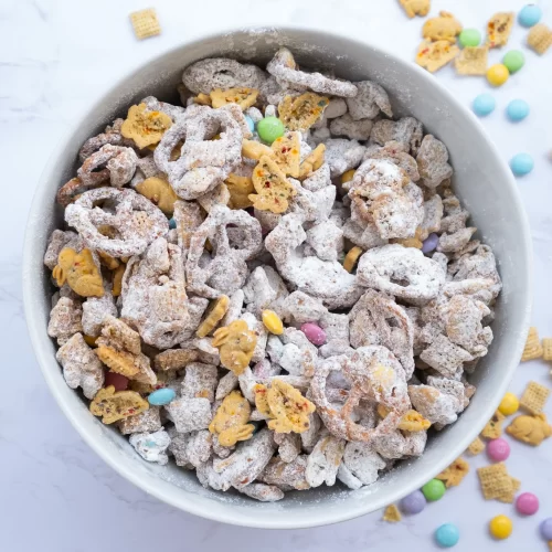 Easter Bunny Chow Recipe (Almond Butter) » Of Jen Sweets