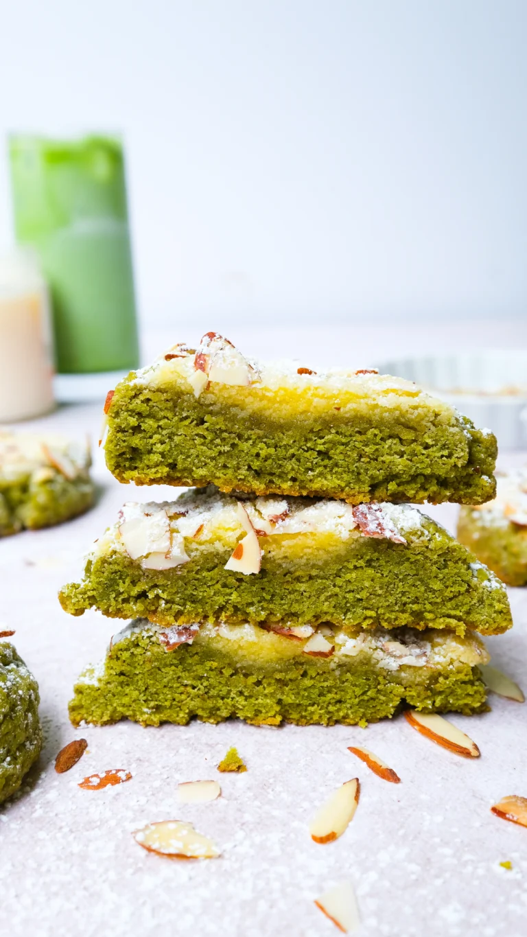 matcha almond croissant cookies