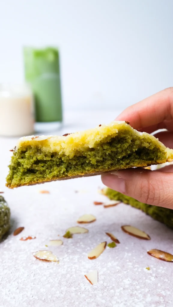 matcha almond croissant cookies 