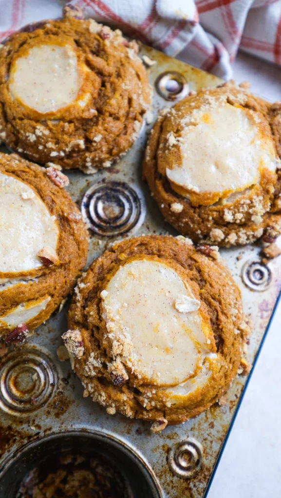 Pumpkin cream cheese muffins baked 