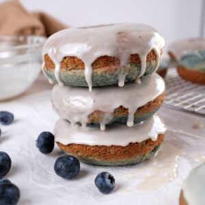 Blueberry cake donut stacked 3