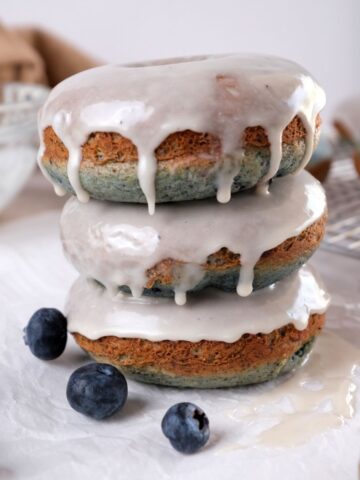 Blueberry cake donut stacked 3