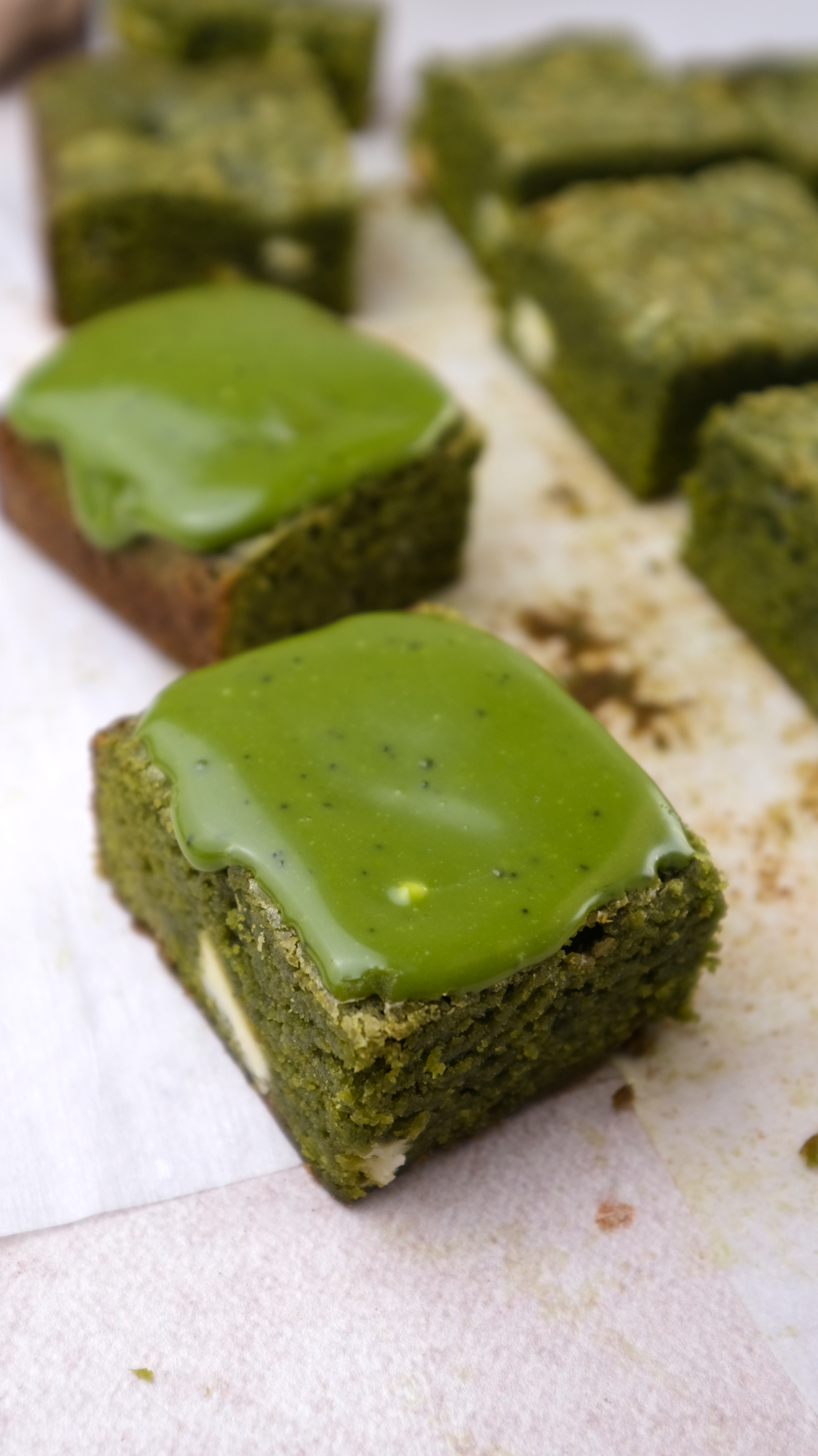 matcha brownies with ganache 