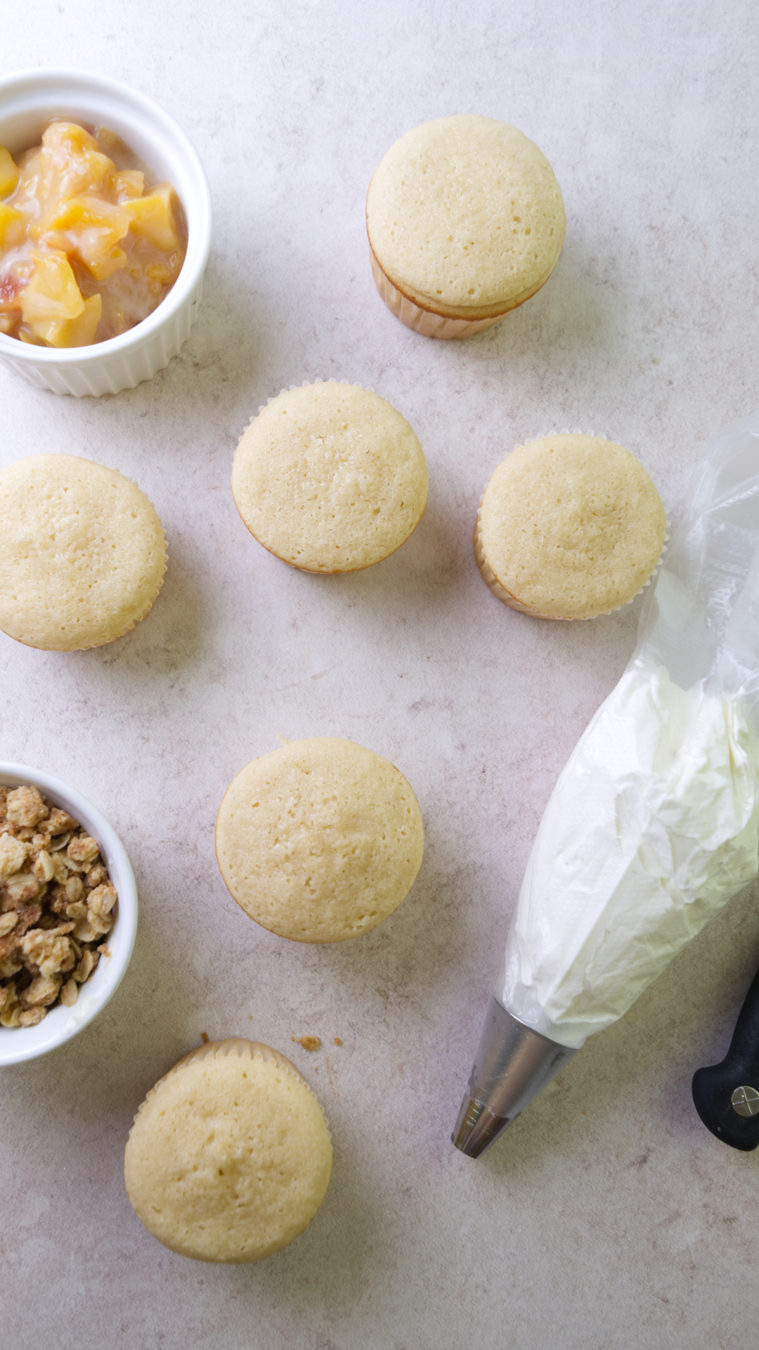 peach cupcakes assembly