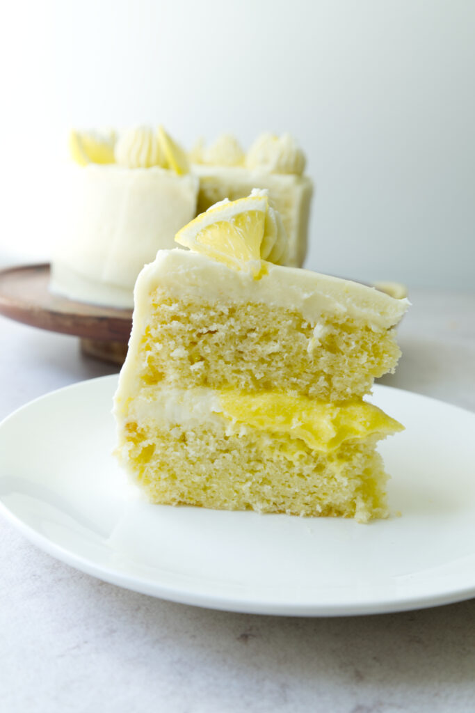 Mini Lemon cake slice on plate