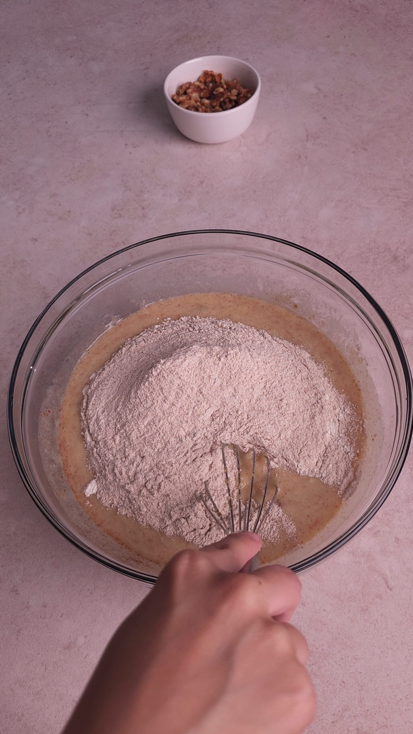 Add dry ingredients to wet ignredients