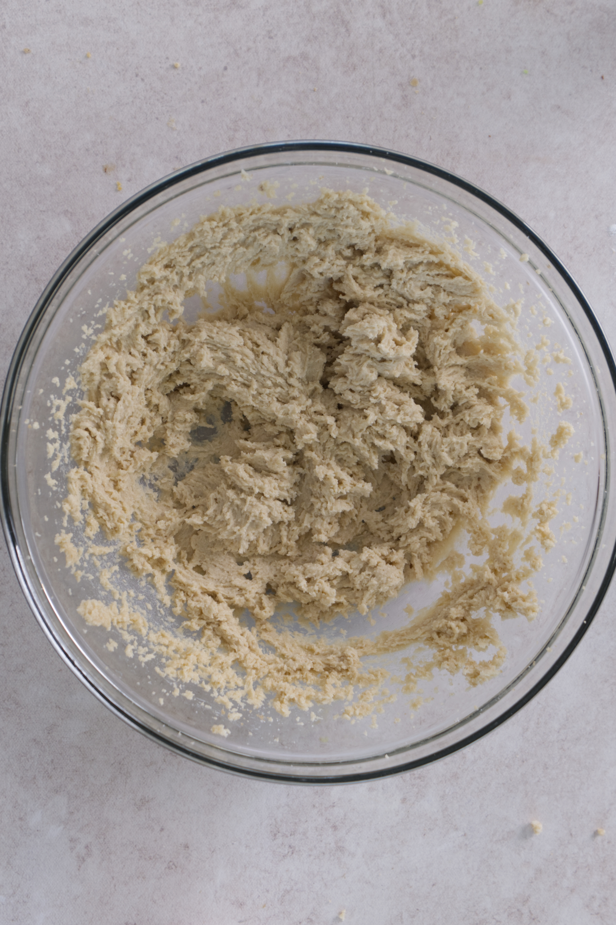 butter and sugar creamed in bowl