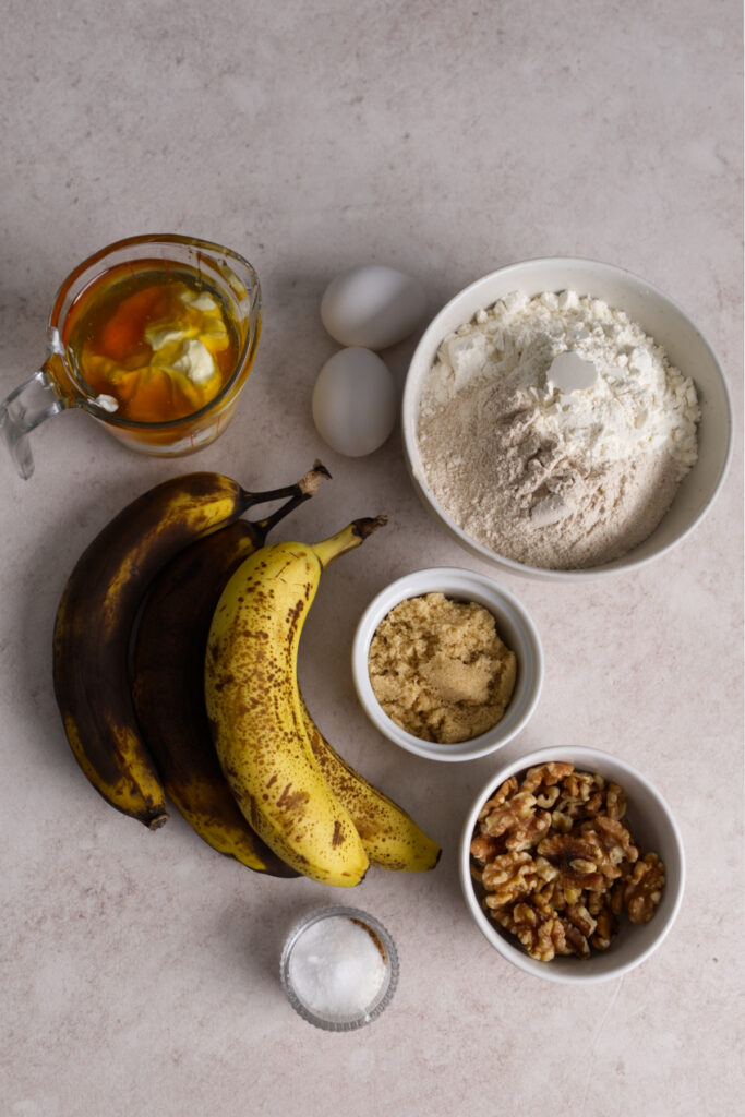 Whole wheat banana bread ingredients