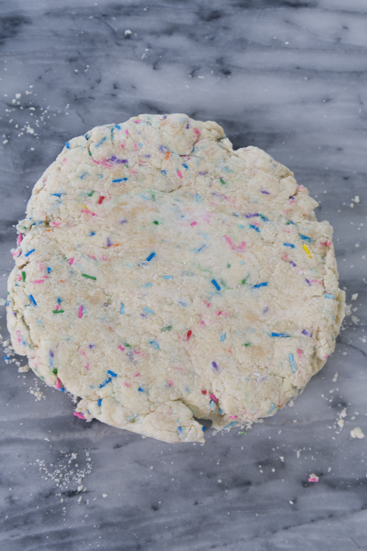 birthday sprinkle scones rolled out