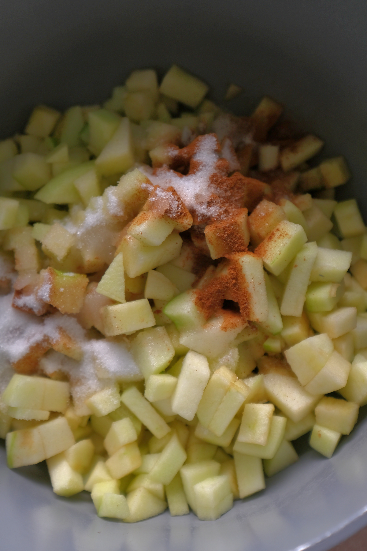 Apple in saucepan