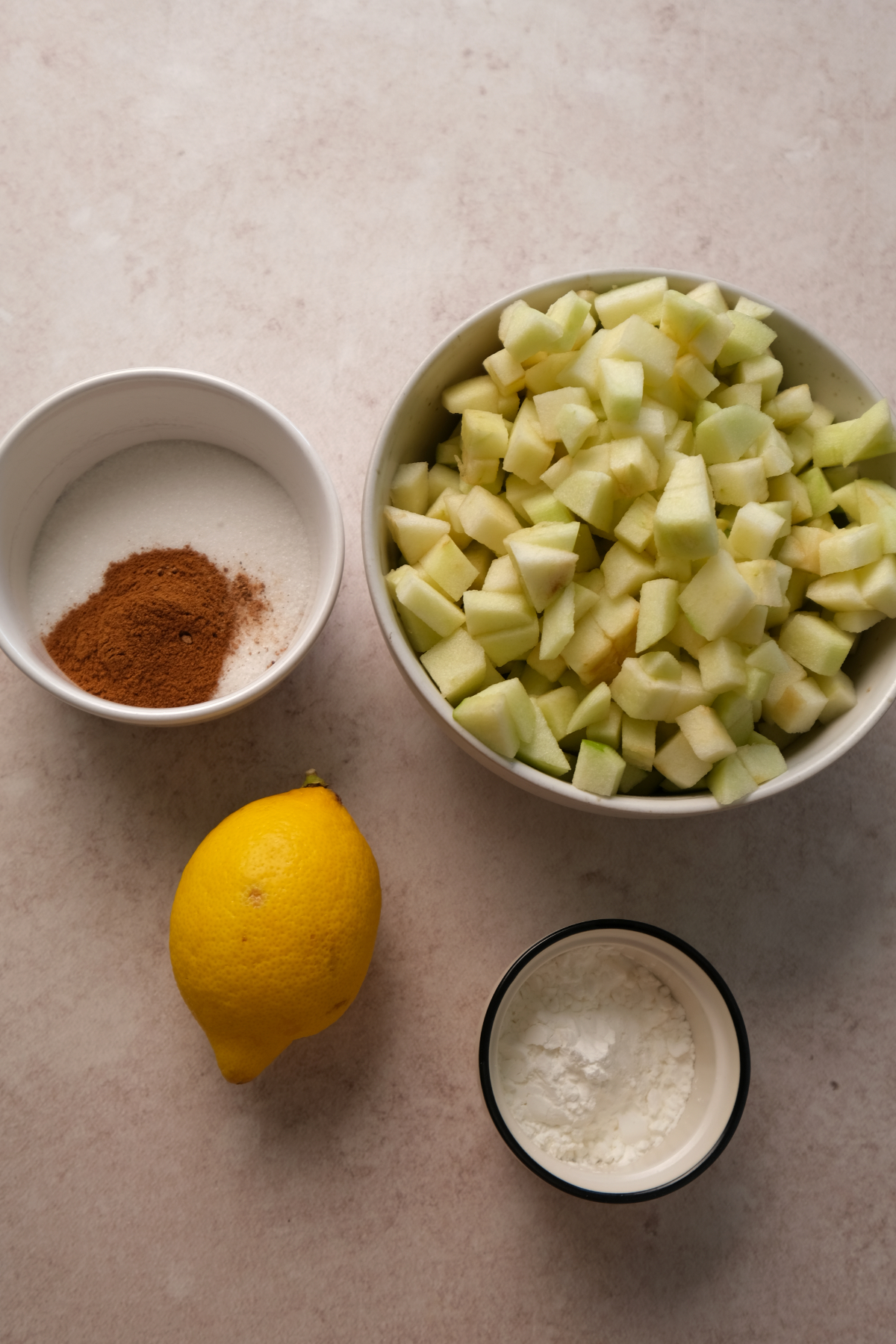 Diced apples and ingredients
