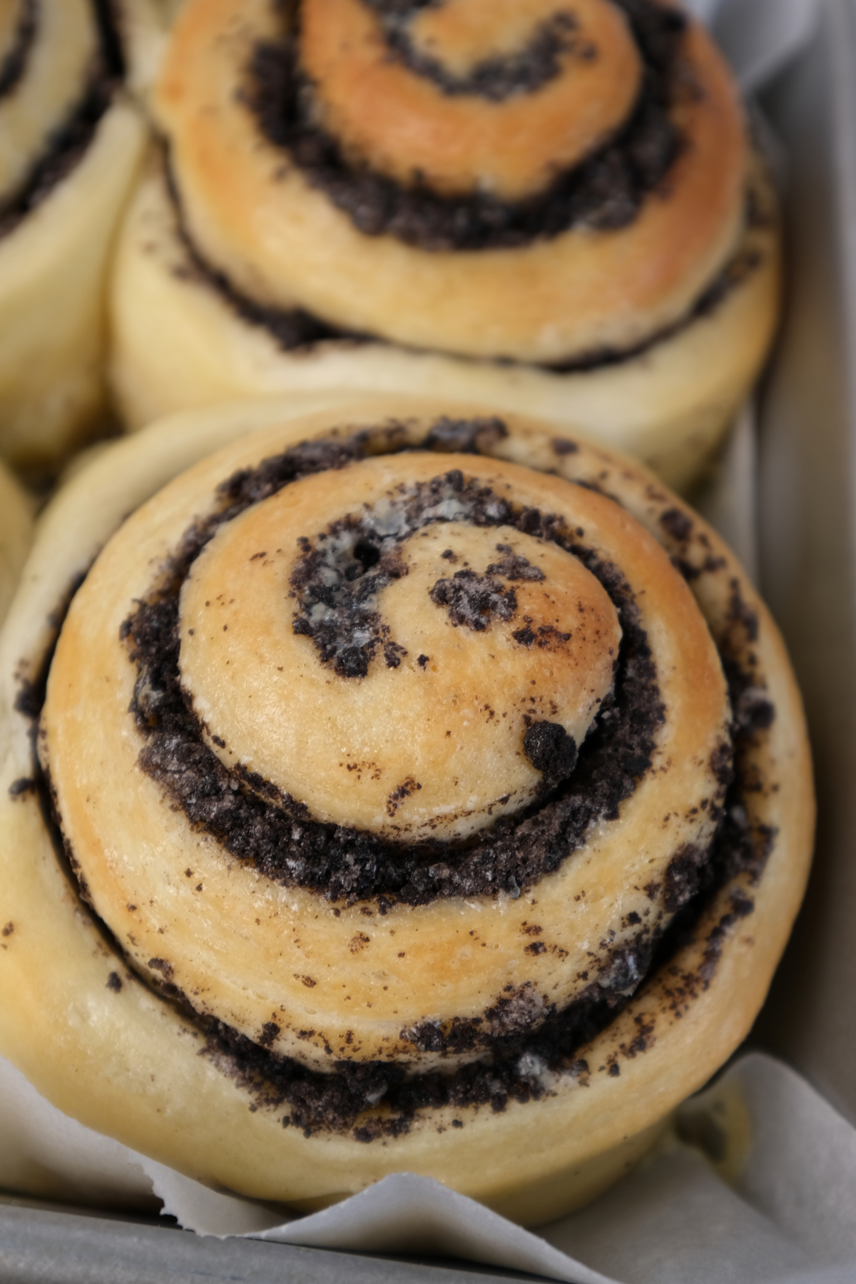 golden brown and baked cinnamon rolls