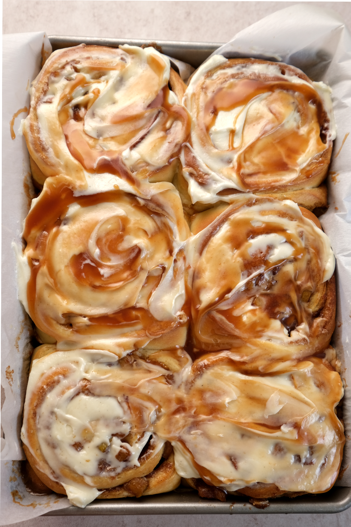 Finished caramel apple cinnamon rolls