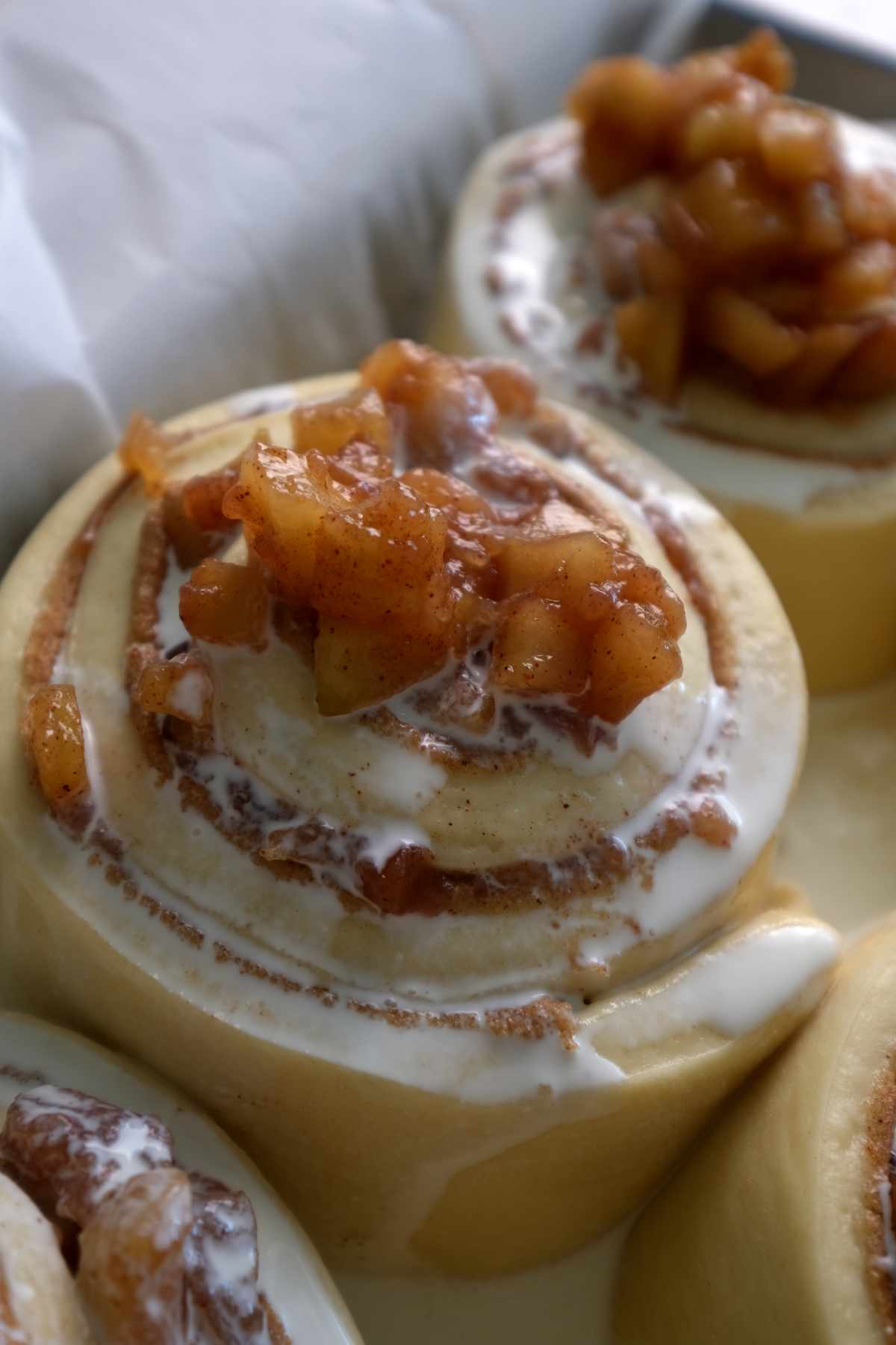 Add heavy cream to Caramel Apple cinnamon rolls