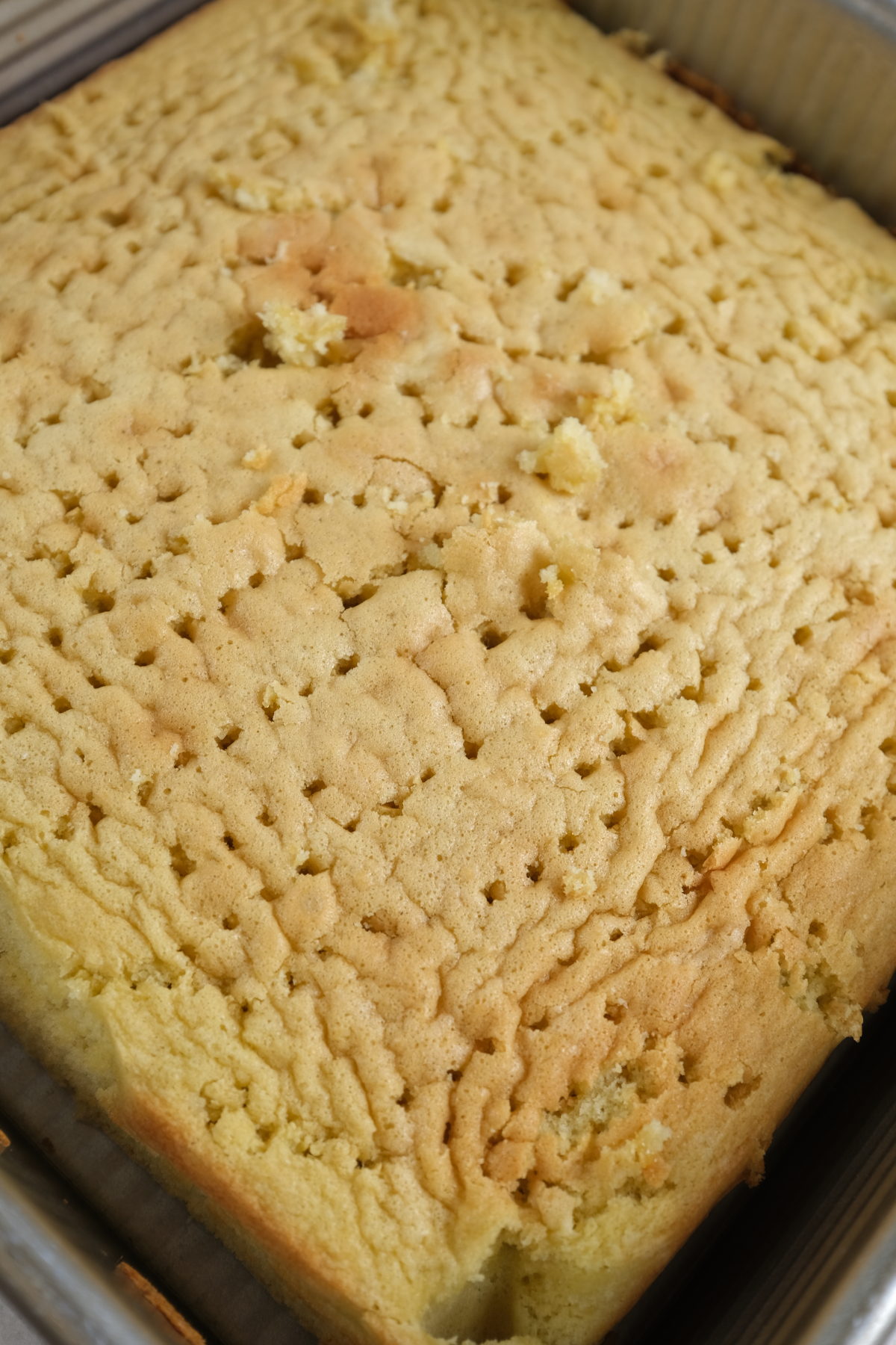 poked holes in cake