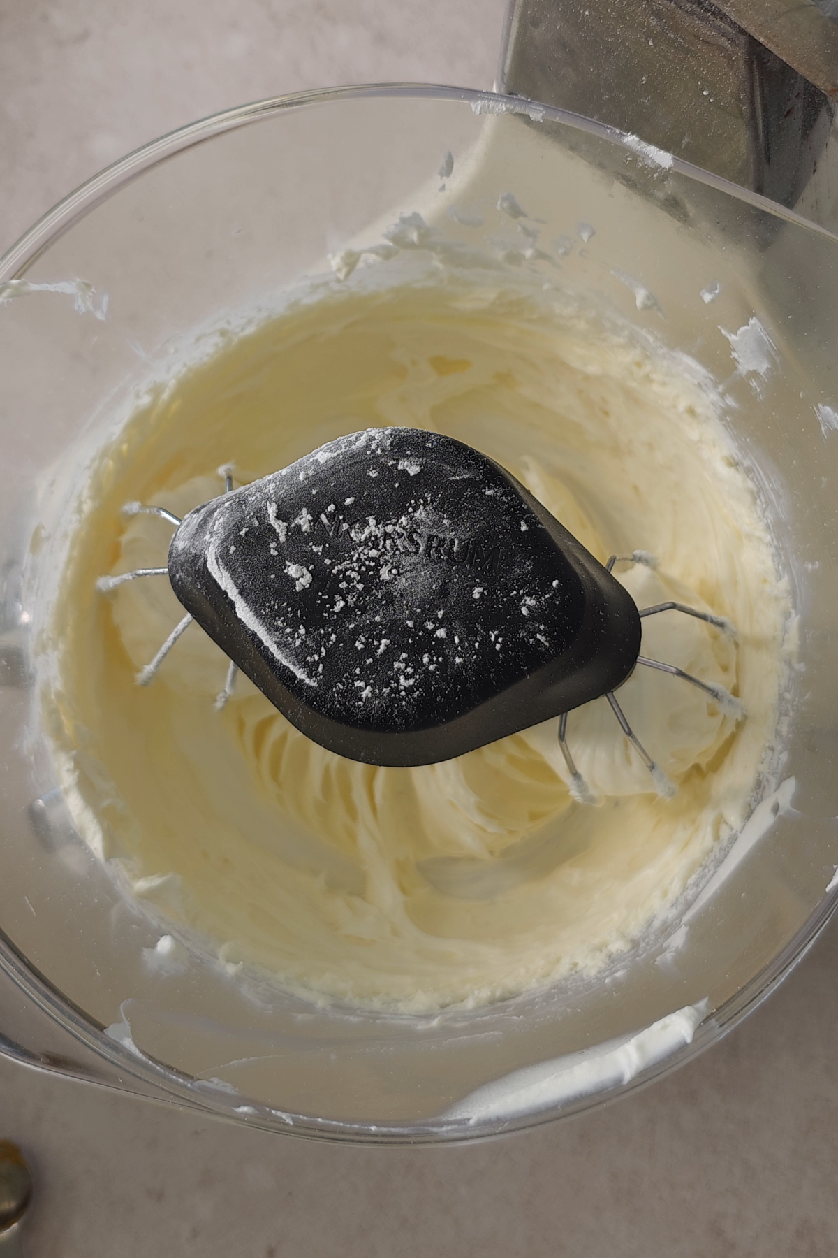 whipping cream cheese in stand mixer