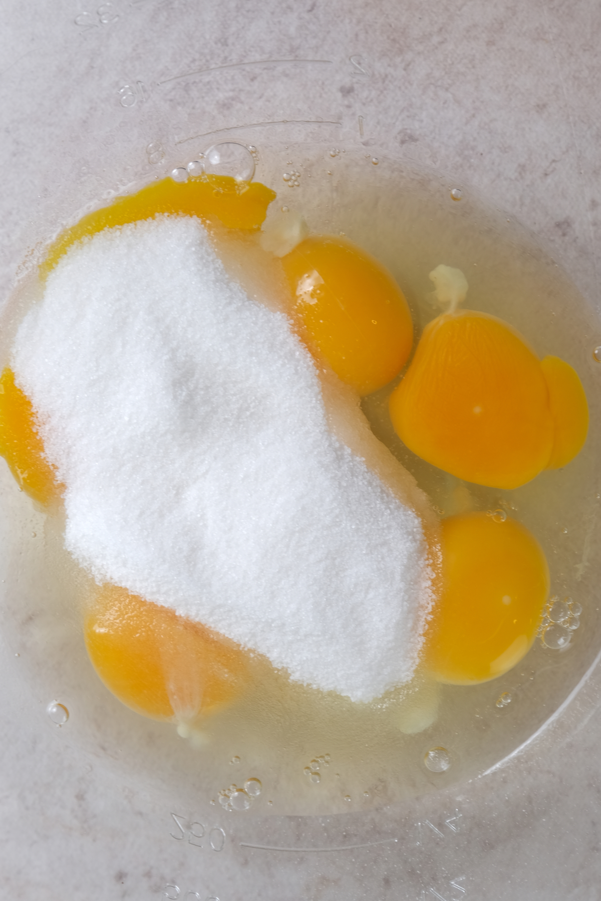 eggs and sugar in bowl