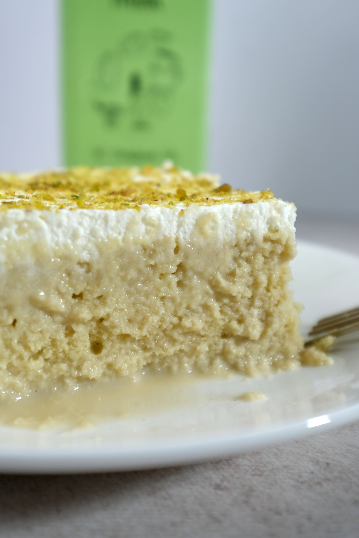 pistachio tres leches cake center