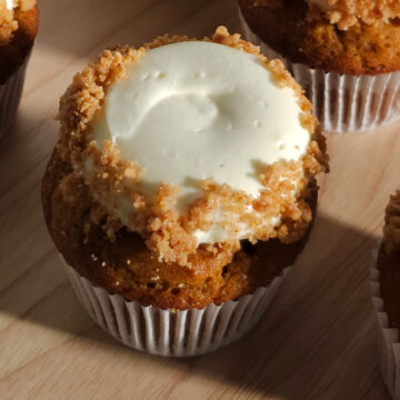 pumpkin cheesecake cupcake image with shadow