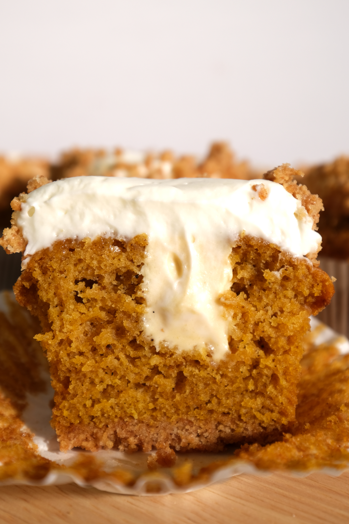 pumpkin cheesecake cupcake inside cut 