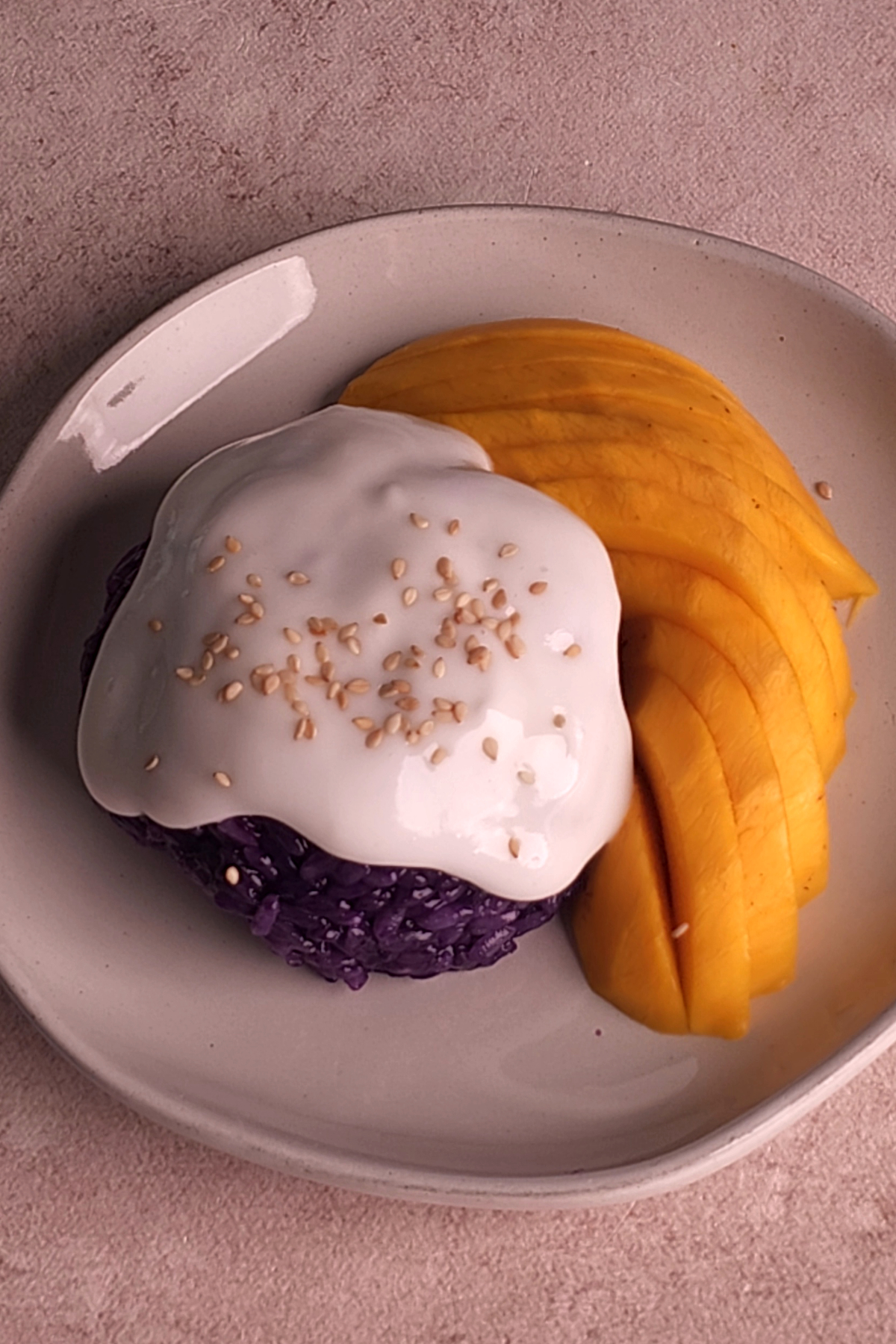 plate mango ube mango sticky rice