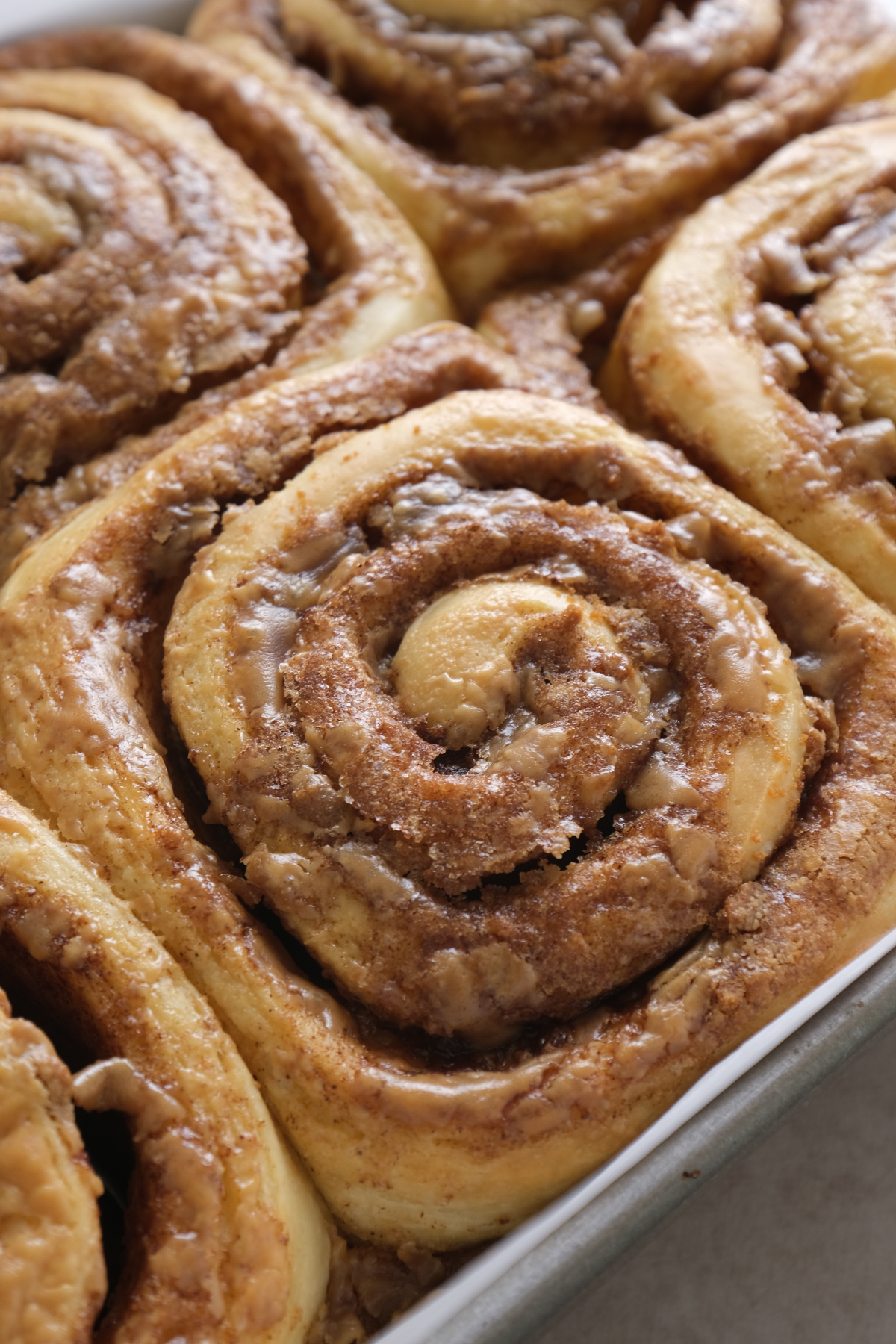 up-close shot of biscoff cinnamon roll