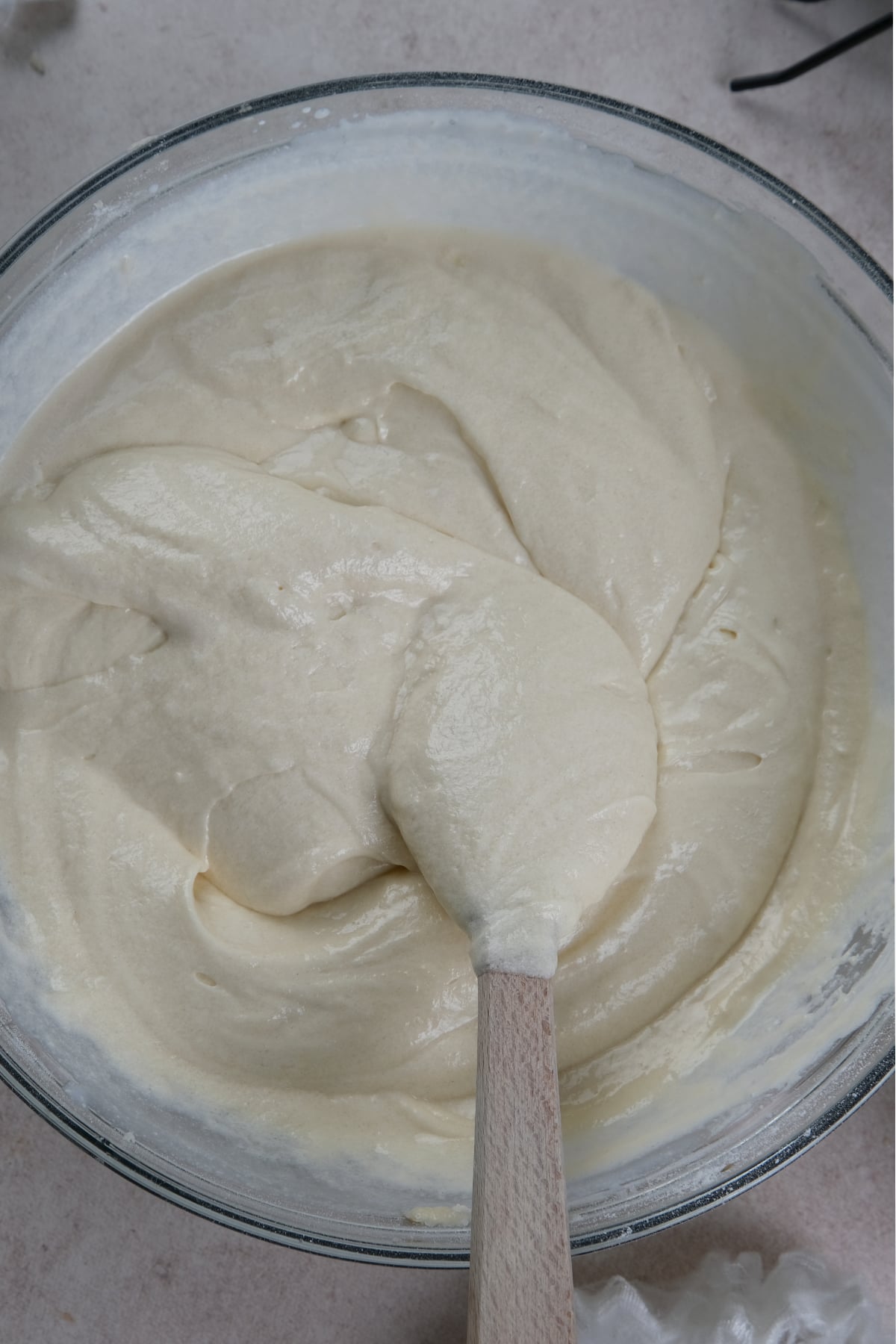 final vanilla cake batter is thick